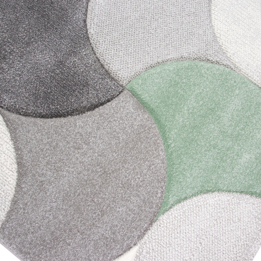 Designer und Moderner Teppich Kurzflor mit Tropfen Muster in Grün Grau Beige
