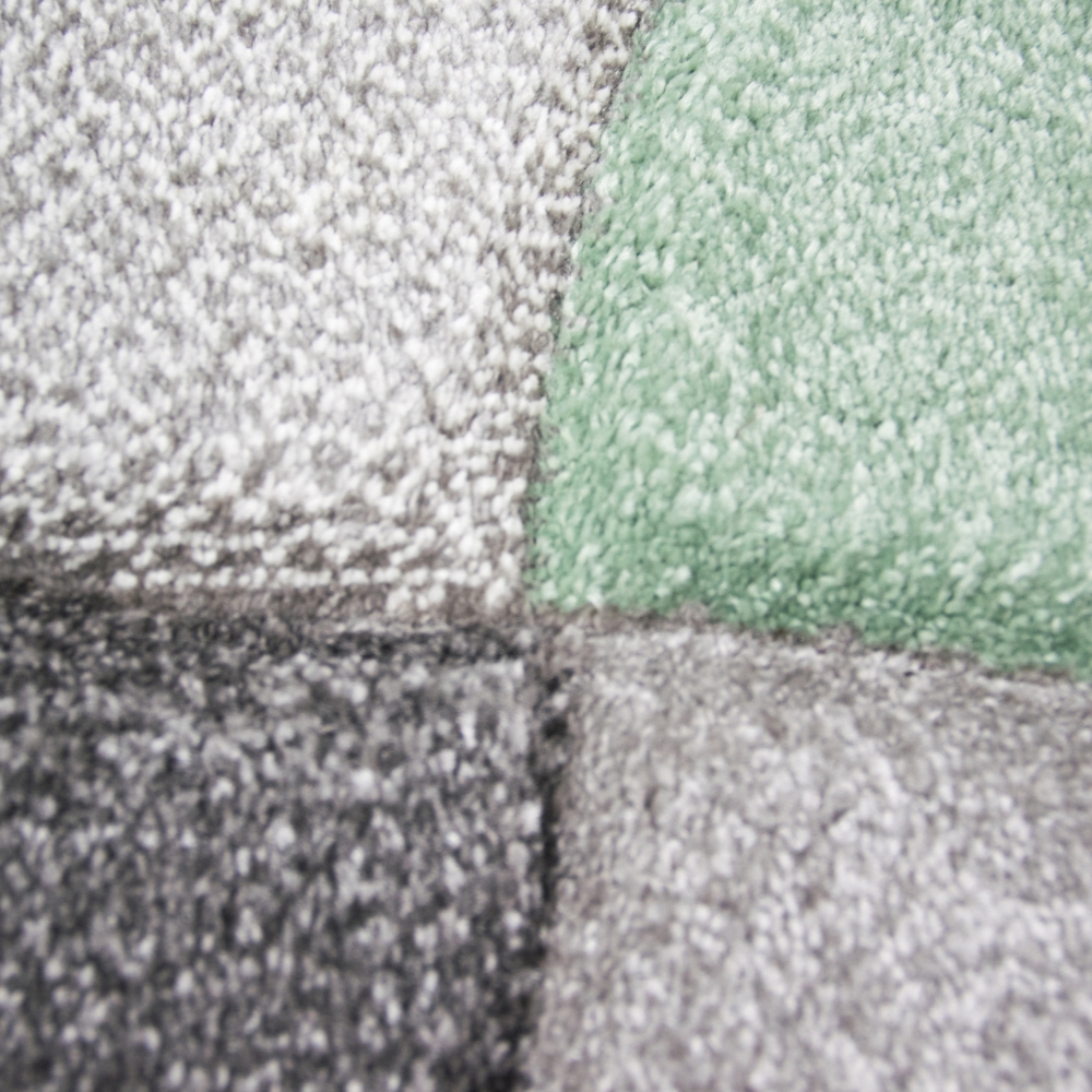 Designer und Moderner Teppich Kurzflor mit Tropfen Muster in Grün Grau Beige