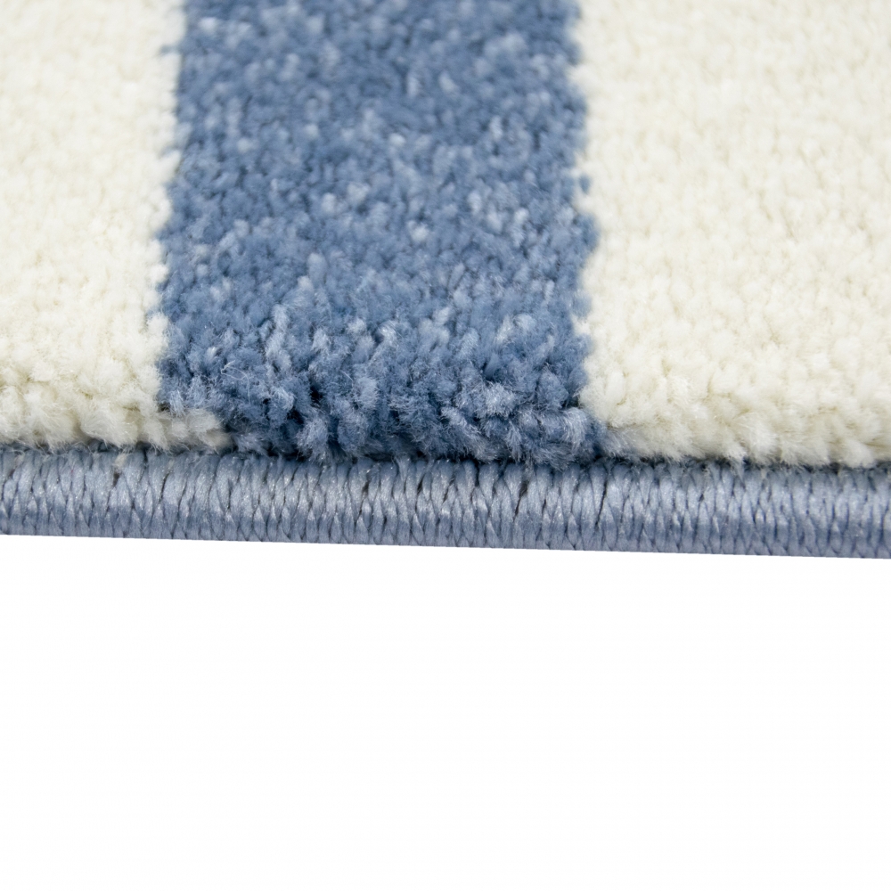Kinderteppich Maritim Kinderzimmerteppich Jungen Teppich mit Anker in Blau Creme