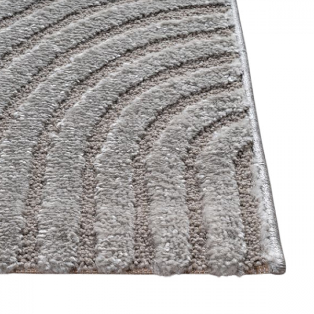 Teppich grau mit 3D-Linienmuster weich & elegant