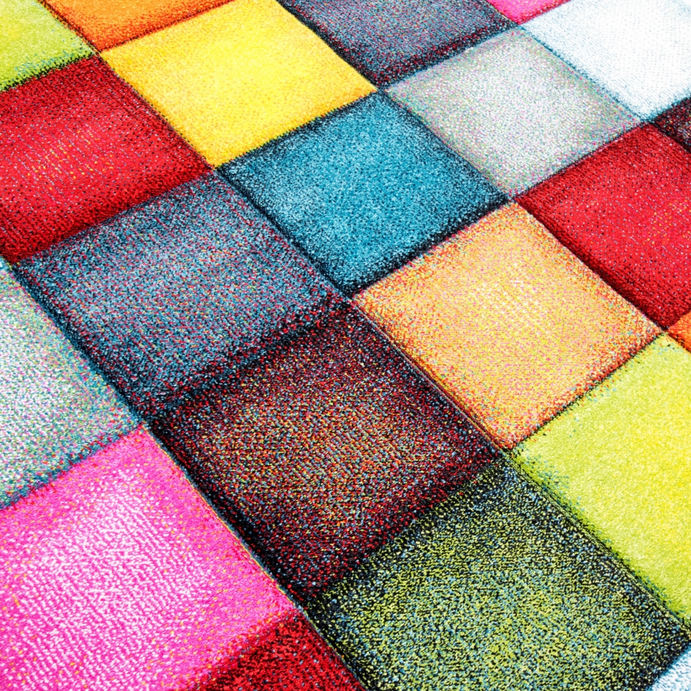 Teppich modern Teppich Wohnzimmer Karo Design Multifarben