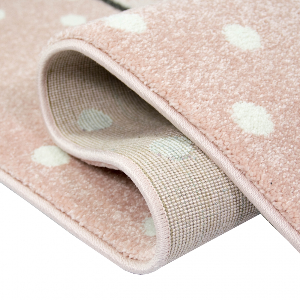 Kinderteppich Hüpfspiel Teppich Hüpfkästchen in Rosa Grau Creme