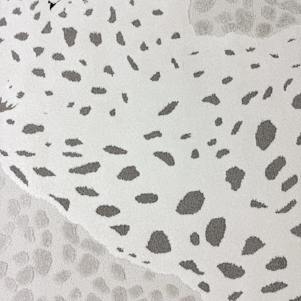 Kinderzimmer Teppich Weich Leopard 3d-effekt Allergiker geeignet in creme grau