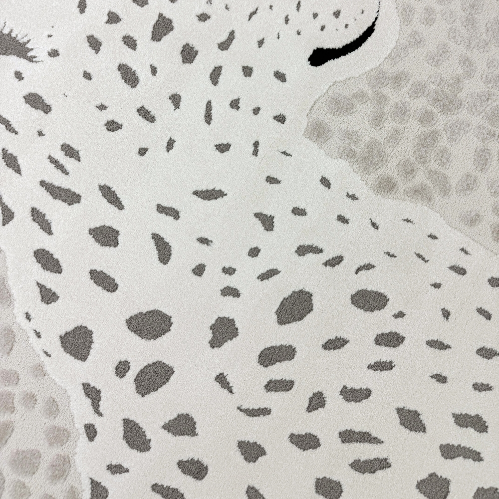 Kinderzimmer Teppich Weich Leopard 3d-effekt Allergiker geeignet in creme grau
