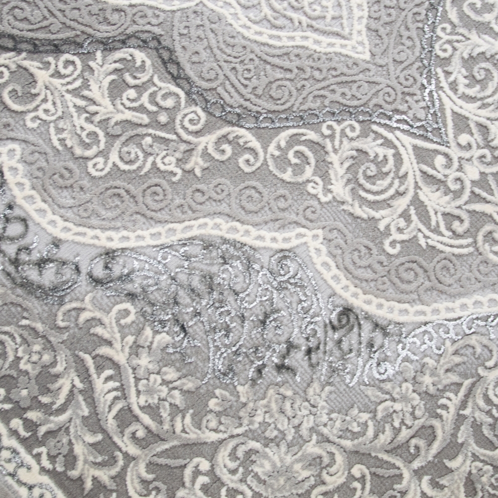 Orient Teppich mit Verzierungen Hoch-Tief Effekt grau beige