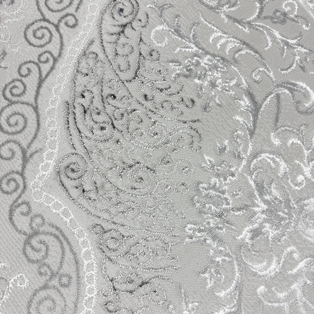 Orient Teppich mit Verzierungen Hoch-Tief Effekt grau beige