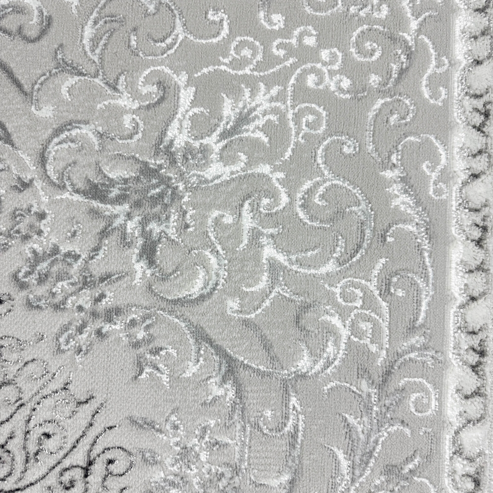 Orient Teppich mit Verzierungen Hoch-Tief Effekt grau beige