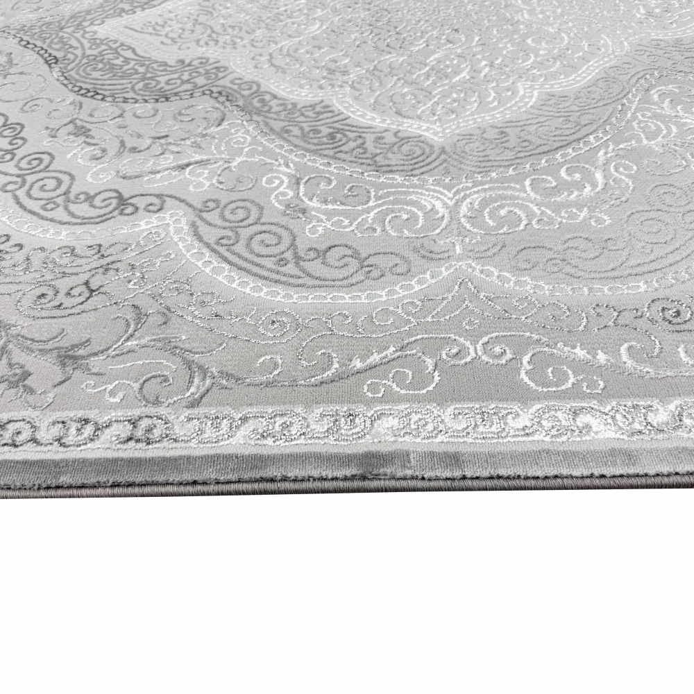 Orient Teppich mit Verzierungen Hoch-Tief Effekt grau beige