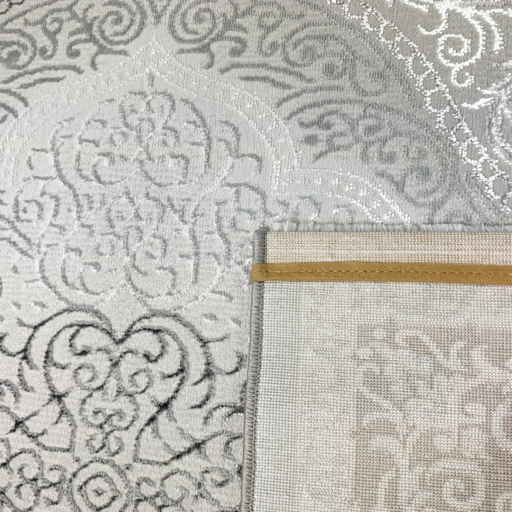 Orient Teppich mit Verzierungen Hoch-Tief Effekt grau beige