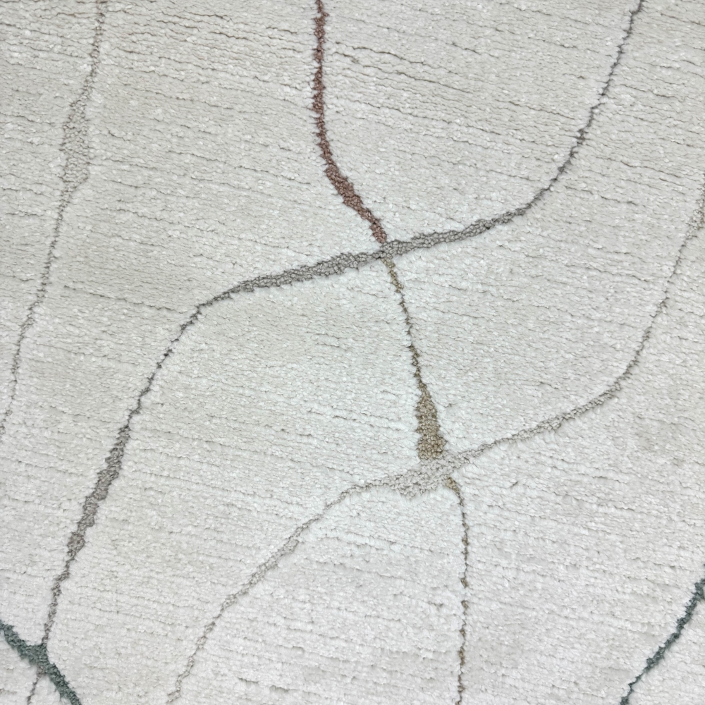 Wohnzimmer Schlafzimmer Teppich Linienmuster Gemälde creme weiss