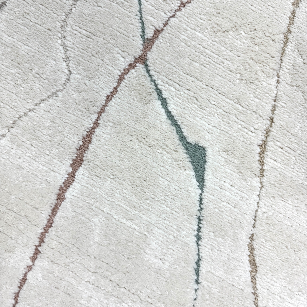 Wohnzimmer Schlafzimmer Teppich Linienmuster Gemälde creme weiss