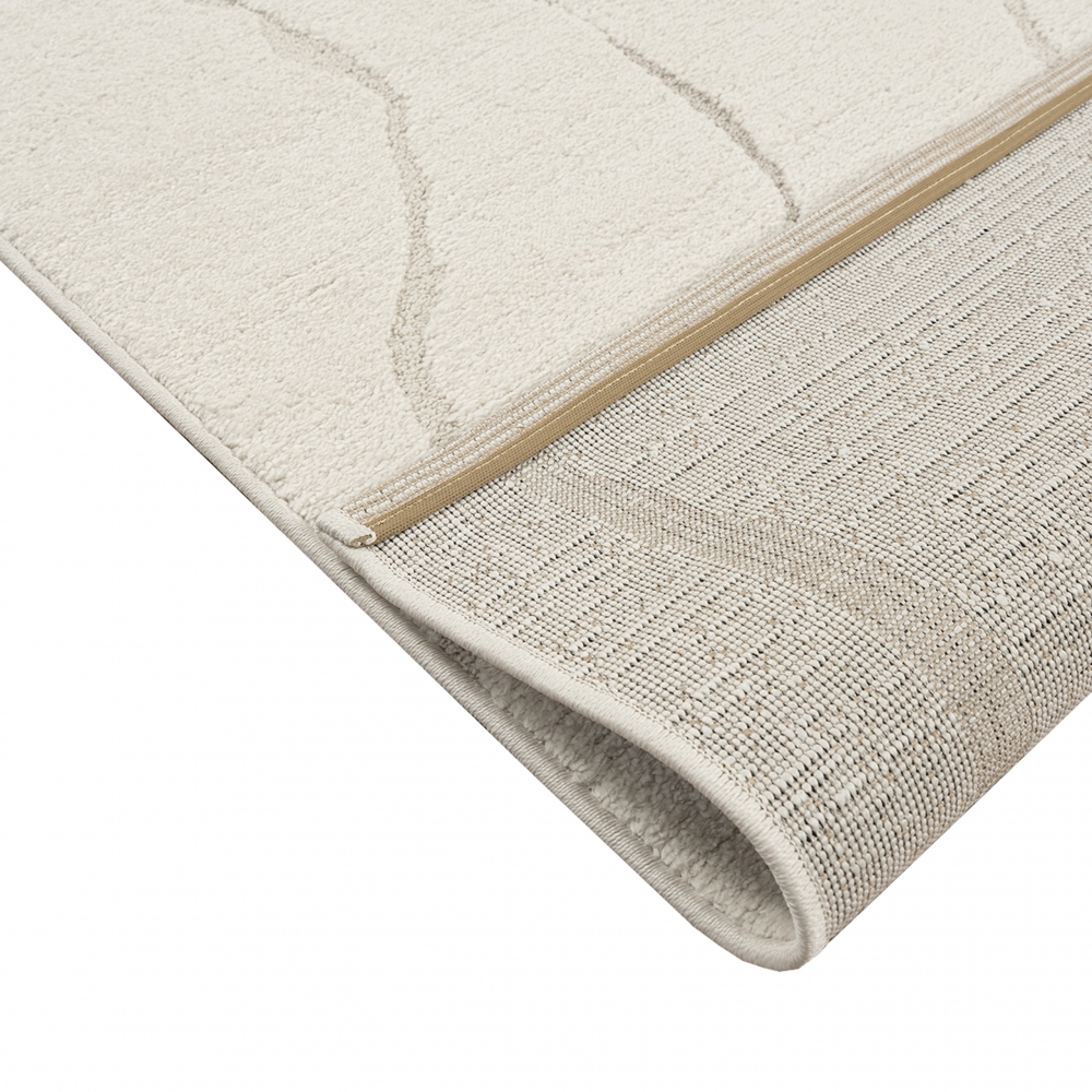 Wohnzimmer Schlafzimmer Teppich Linienmuster Gemälde creme weiss