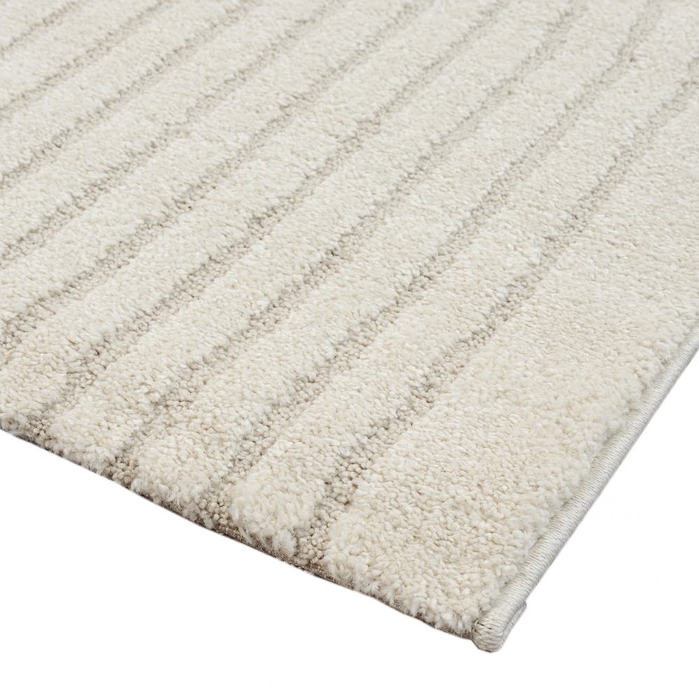 Schlafzimmer Wohnzimmer Teppich mit Hoch- Tiefeffekt und Bogenmuster in Creme