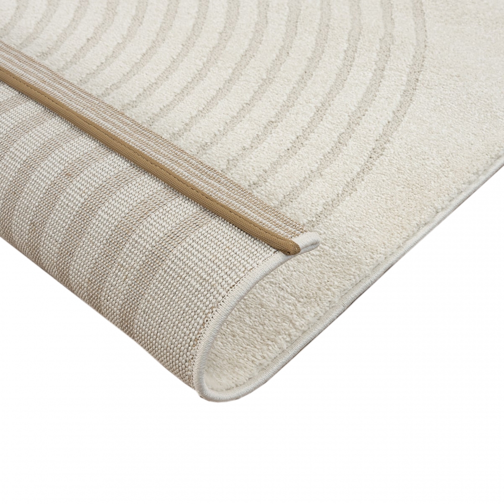 Schlafzimmer Wohnzimmer Teppich mit Hoch- Tiefeffekt und Bogenmuster in Creme
