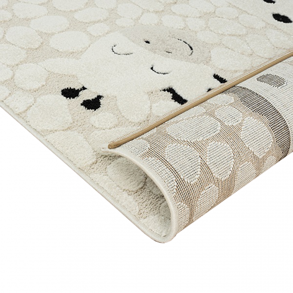 Kinderzimmer Spielzimmer Teppich mit fröhliche Giraffe Schadstofffrei in beige creme schwarz
