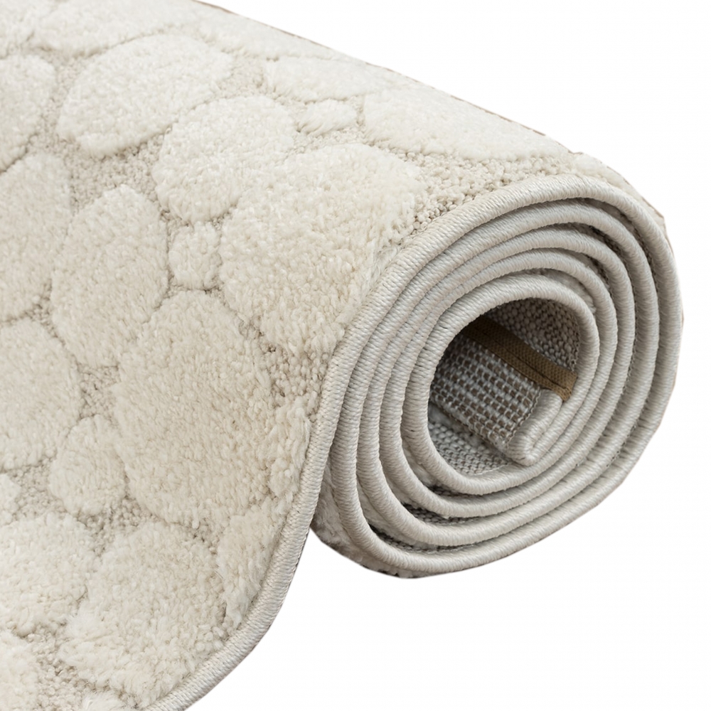 Wohnzimmerteppich strapazierfähig mit gepunktetem Design in Creme