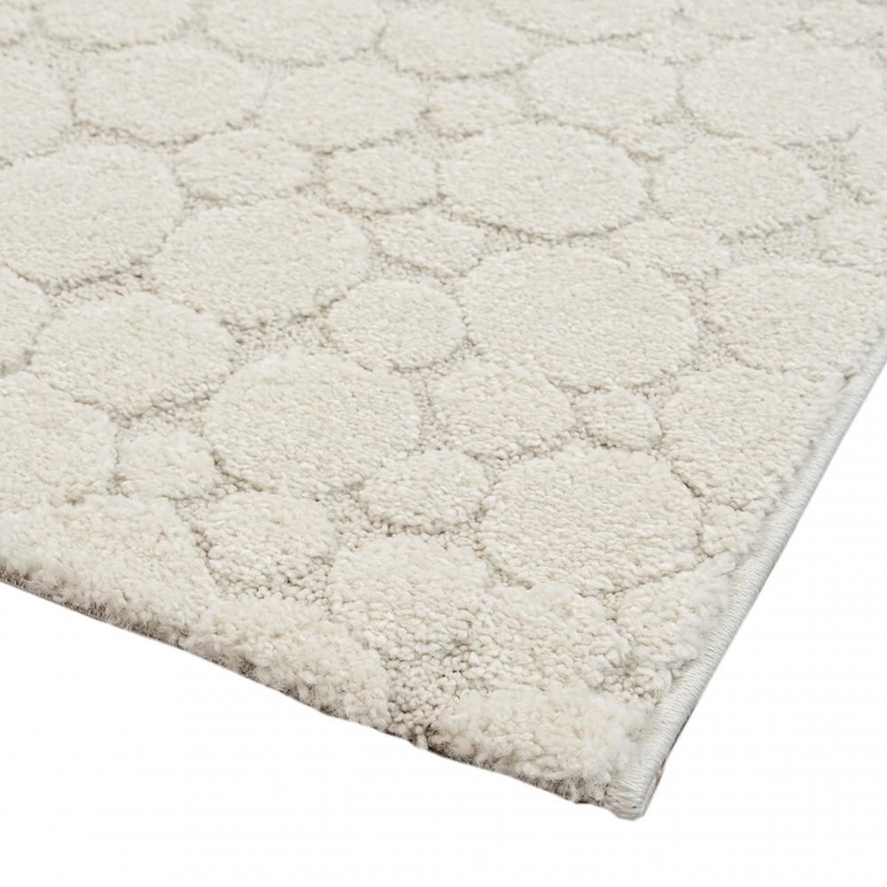 Wohnzimmerteppich strapazierfähig mit gepunktetem Design in Creme