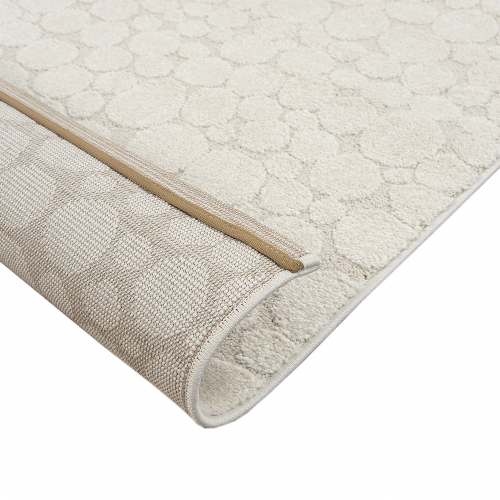 Wohnzimmerteppich strapazierfähig mit gepunktetem Design in Creme