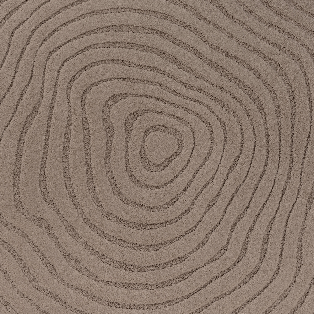 Runder Teppich braun mit 3D-Wellenmuster weich & gemütlich für Wohnräume