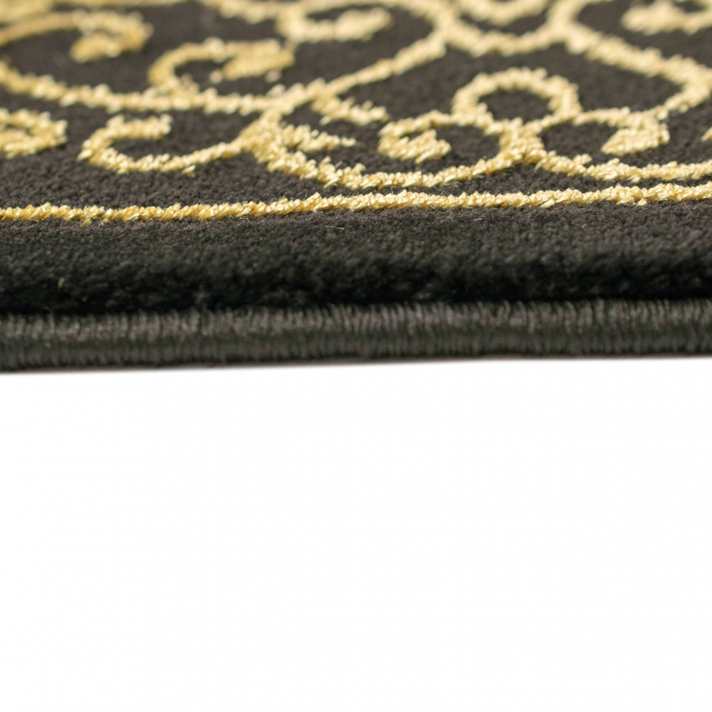 Teppich modern Kurzflor Wohnzimmerteppich Ornamente in schwarz gold