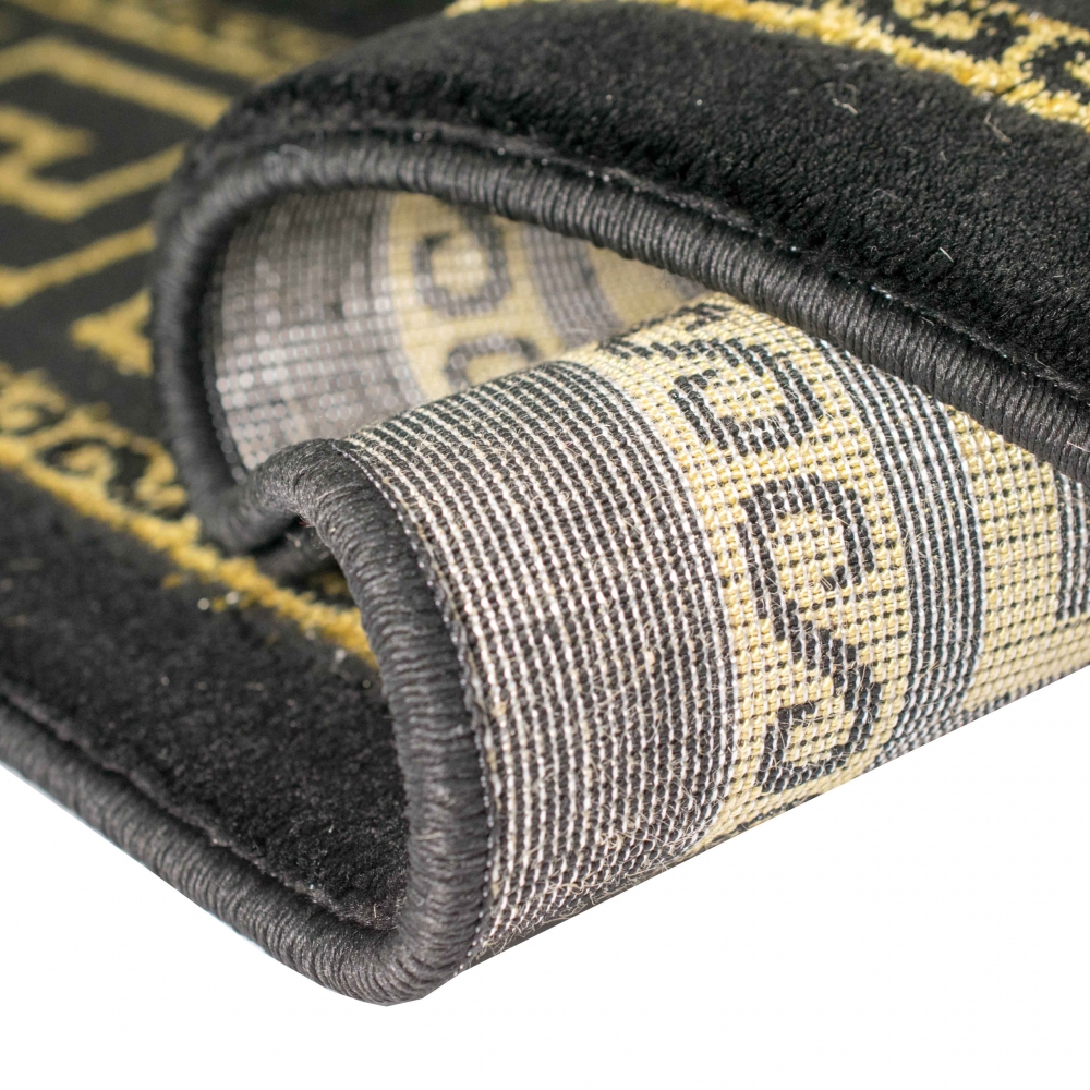 Teppich modern Designerteppich Mäander Muster in schwarz gold