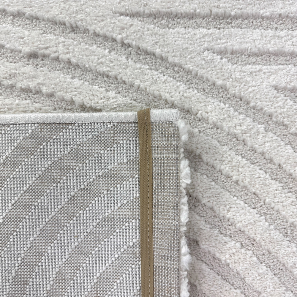 Designer Wohnzimmerteppich mit geometrischem Kreisemuster in creme
