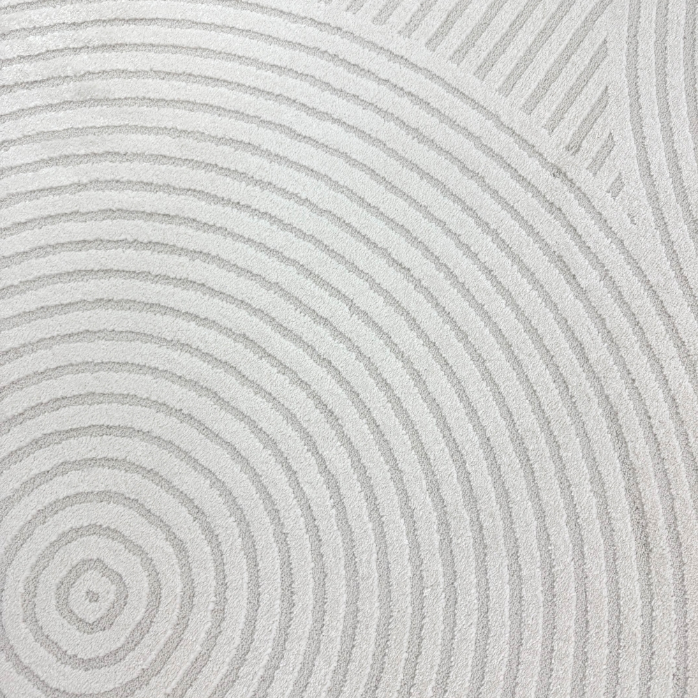 Designer Wohnzimmerteppich mit geometrischem Kreisemuster in creme