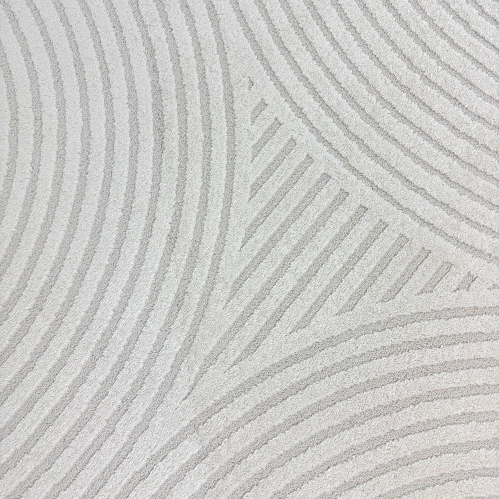 Designer Wohnzimmerteppich mit geometrischem Kreisemuster in creme