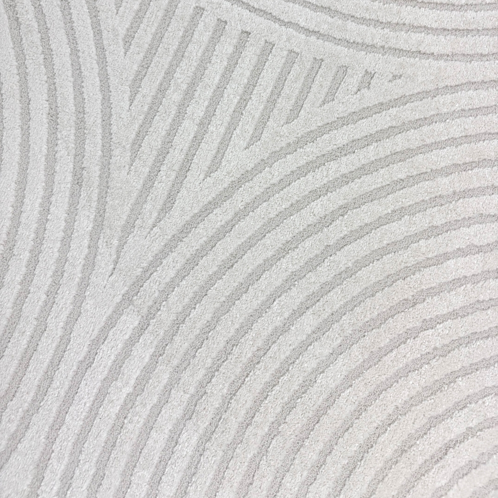 Designer Wohnzimmerteppich mit geometrischem Kreisemuster in creme