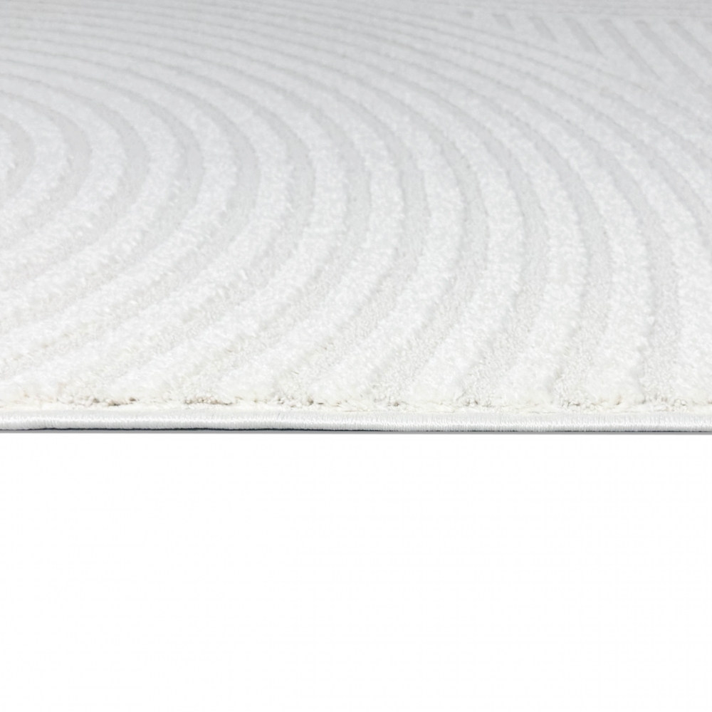 Designer Wohnzimmerteppich mit geometrischem Kreisemuster in creme