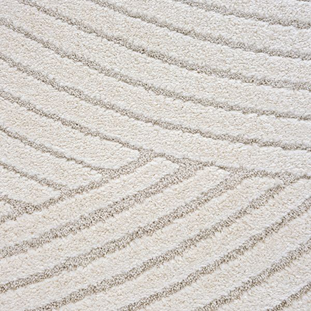 Teppich mit Hoch-Tief-Effekt Modern & Pflegeleicht im Wellenmuster in creme