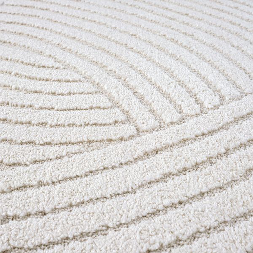 Teppich mit Hoch-Tief-Effekt Modern & Pflegeleicht im Wellenmuster in creme