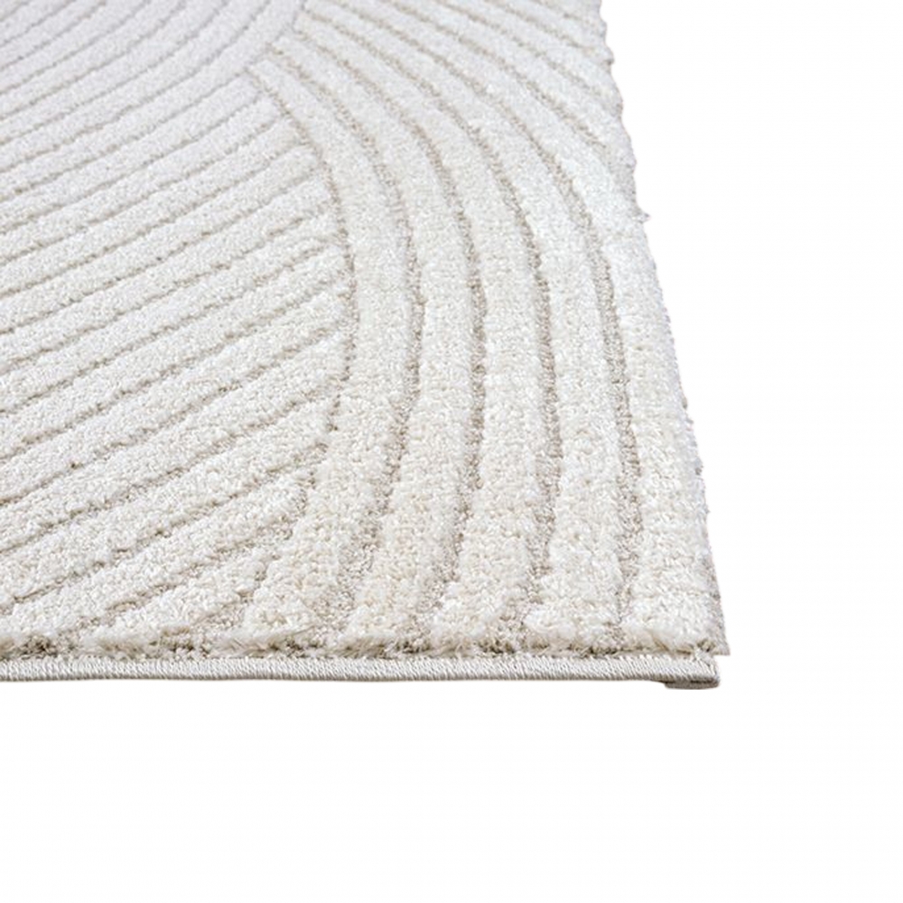 Teppich mit Hoch-Tief-Effekt Modern & Pflegeleicht im Wellenmuster in creme
