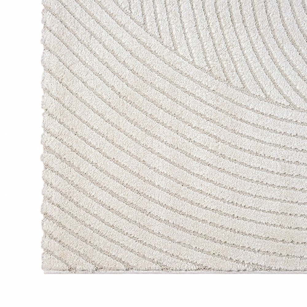 Teppich mit Hoch-Tief-Effekt Modern & Pflegeleicht im Wellenmuster in creme