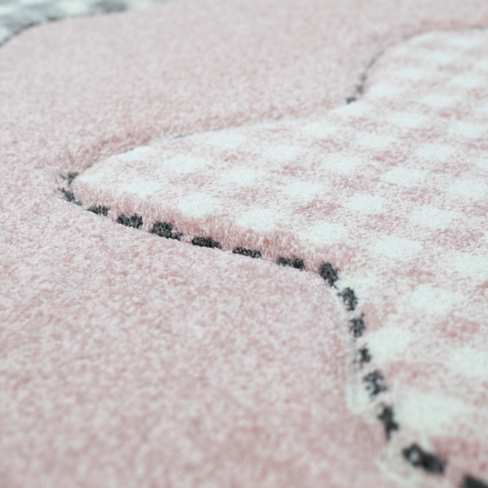 Kinderteppich Sterne Kinderzimmerteppich Mädchen in rosa creme grau