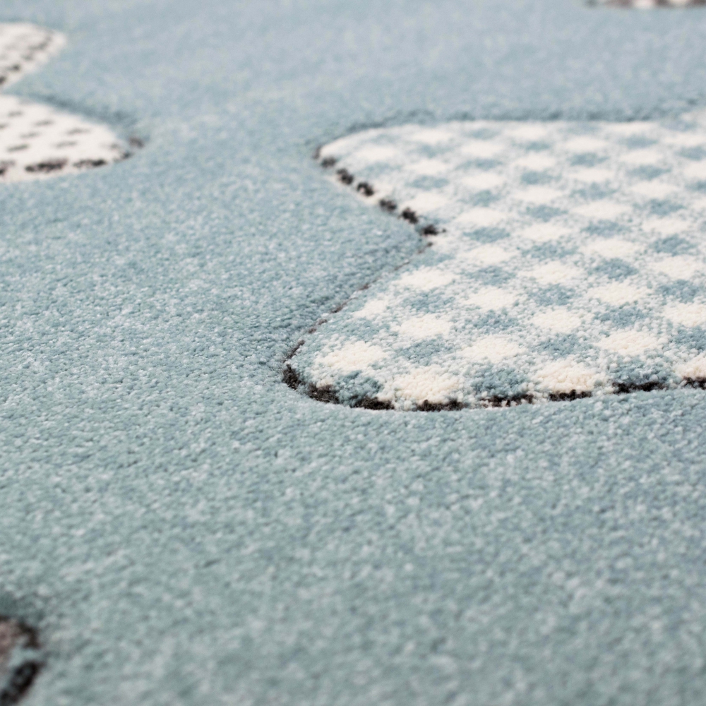 Kinderteppich Sterne Kinderzimmerteppich Junge in blau creme grau