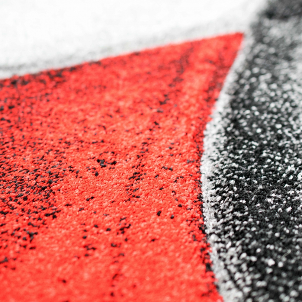 Teppich modern Teppich Wohnzimmer abstrakt in rot grau schwarz