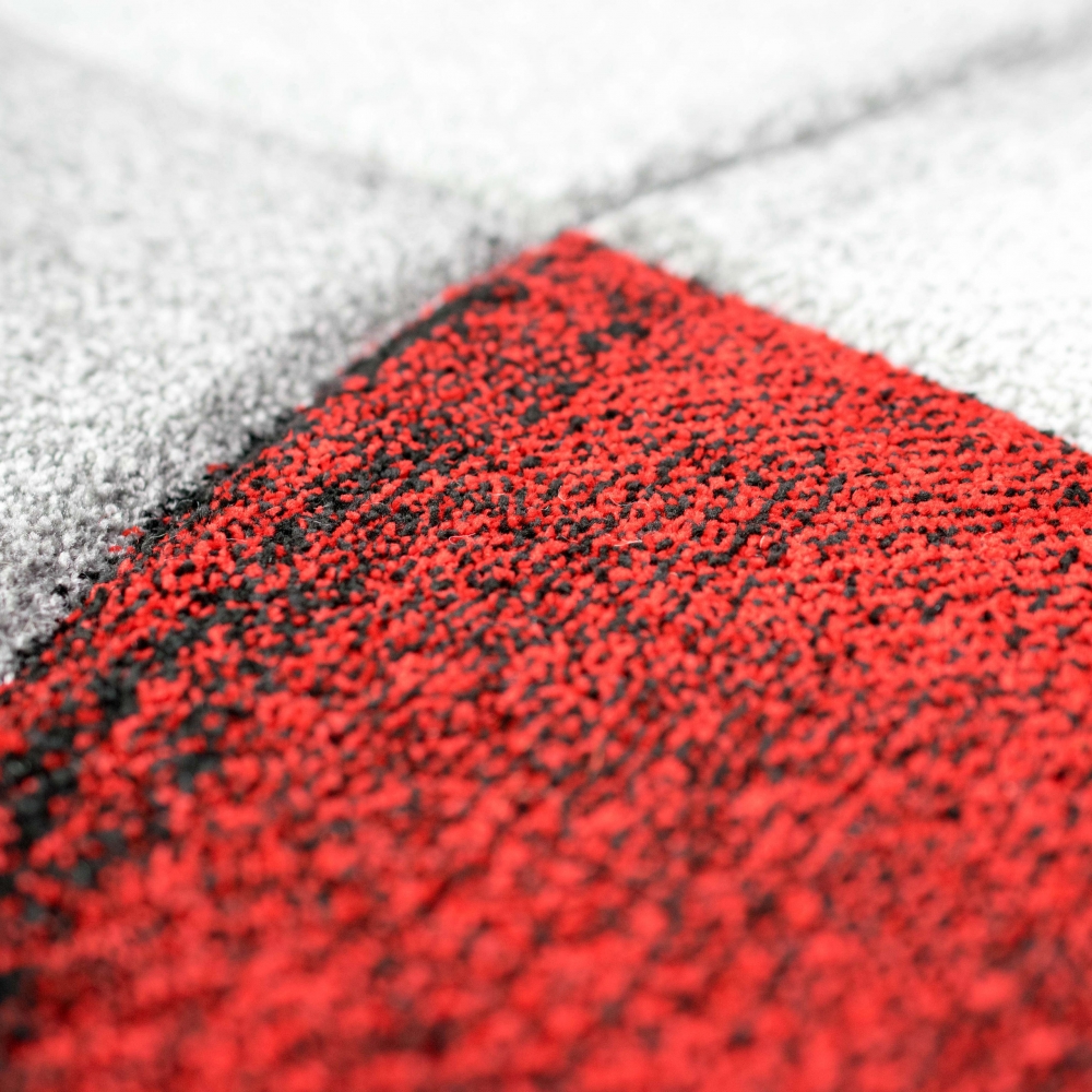 Teppich modern Teppich Wohnzimmer abstrakt in rot grau schwarz