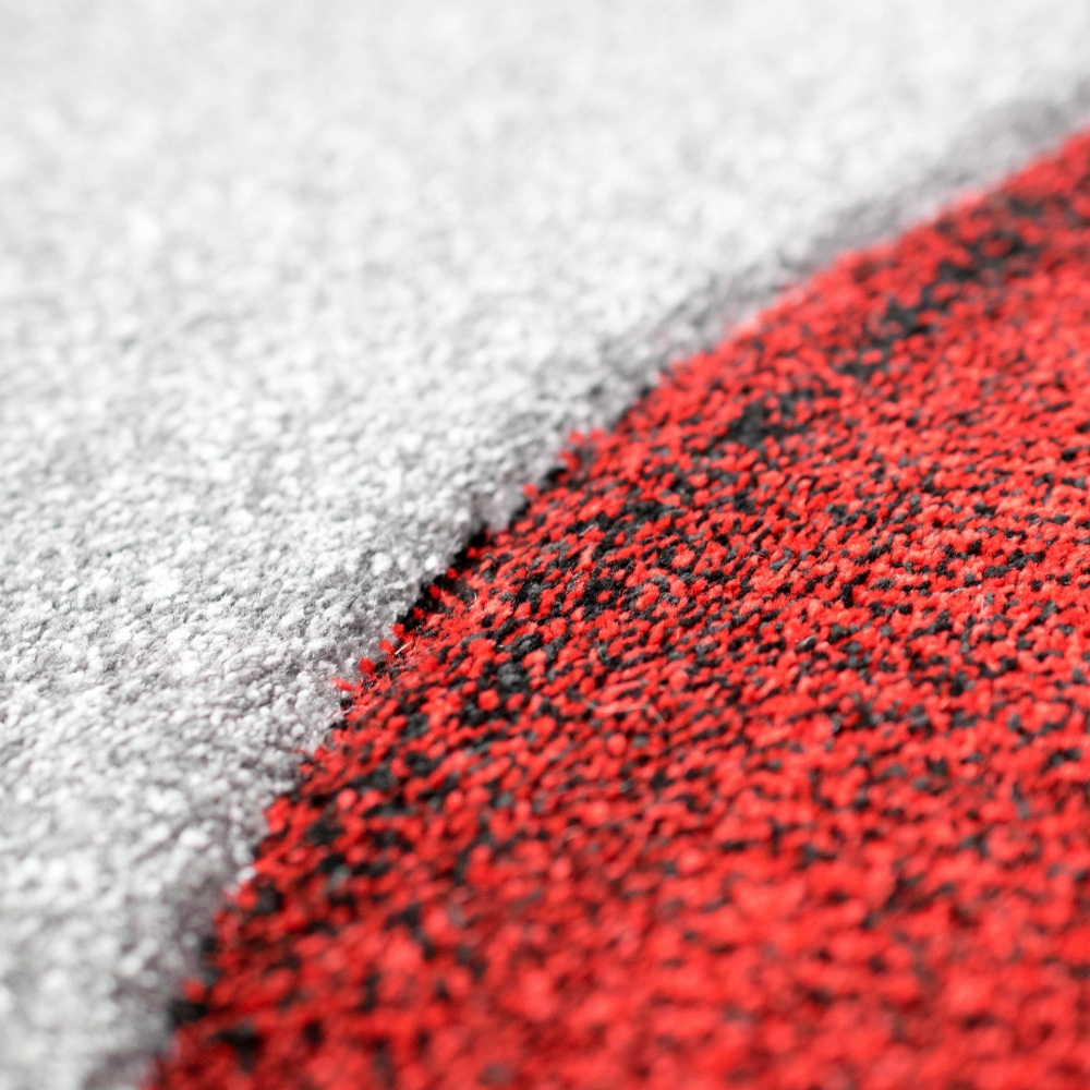 Teppich modern Teppich Wohnzimmer abstrakt in rot grau schwarz