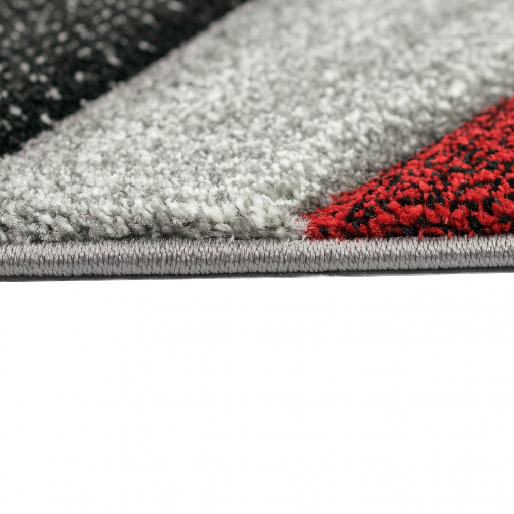 Teppich modern Teppich Wohnzimmer abstrakt in rot grau schwarz