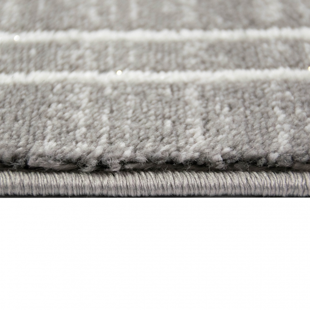 Moderner Teppich Orientteppich Ornamente mit Glitzergarn in Grau Creme