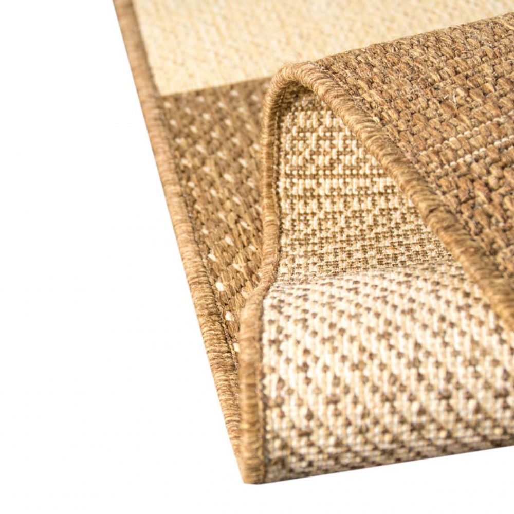 Teppich Modern Flachgewebe Kariert Sisal Optik Küchenteppich Küchenläufer Karo Design Braun Beige