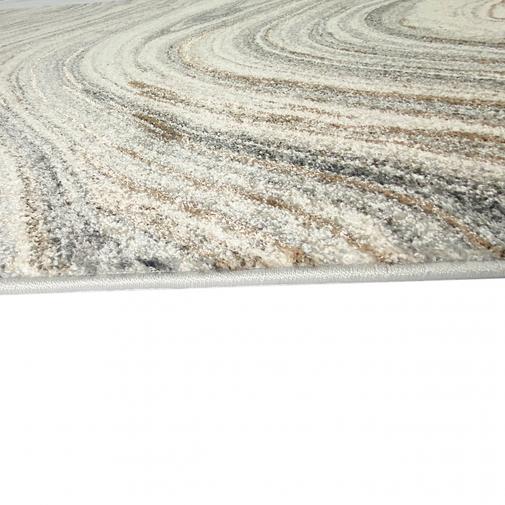 Moderner Designerteppich Wohnzimmer • flüssiger Marmor beige grau
