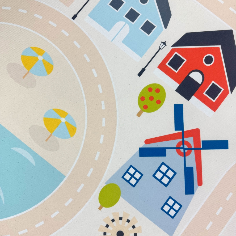 Kinderzimmer Weltkarten-Lernteppich Tiere & Meere in blau
