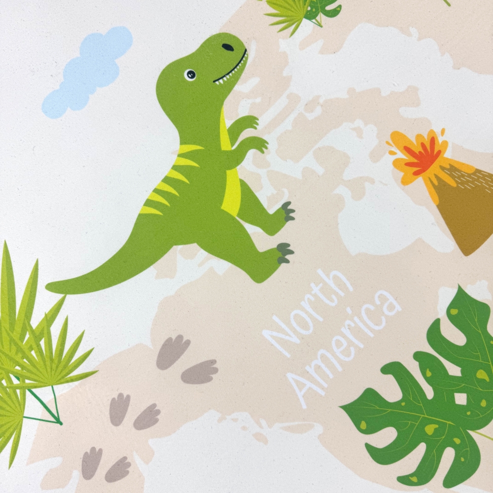 Kinderzimmer Weltkarten-Lernteppich Tiere & Meere in blau