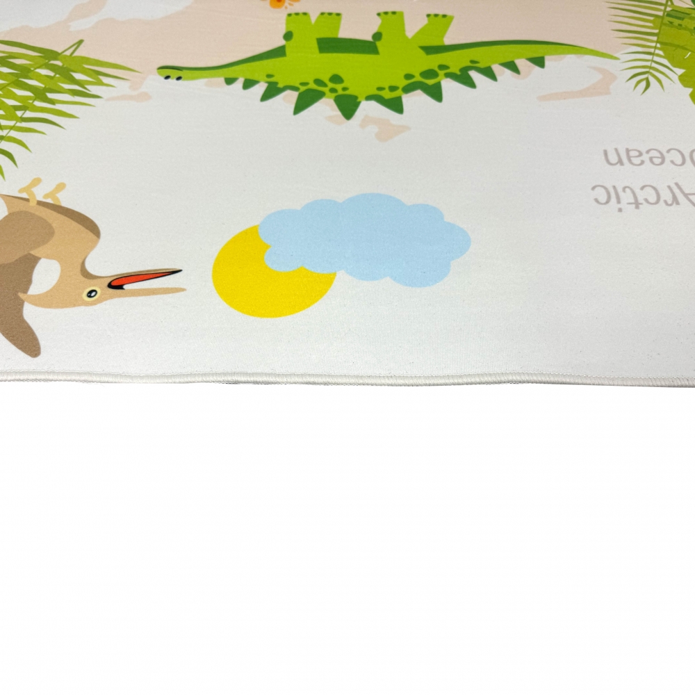 Rutschfester Kinderzimmerteppich mit Dinomuster in Beige