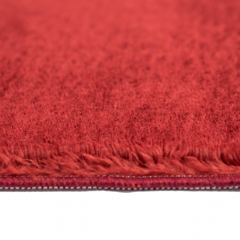 Waschbarer Designer Badezimmer Teppich – abgerundete Ecken – rot