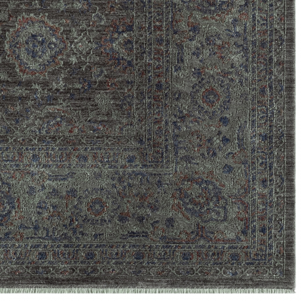 Orientalischer Teppich mit Blumen Ornamenten in grün blau