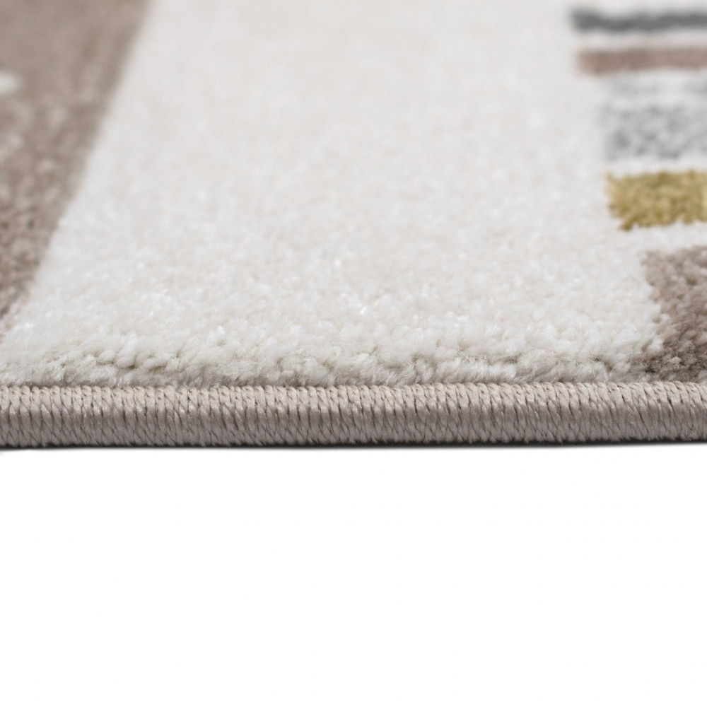Kinderzimmer Teppich Spielteppich Regenbogen Punkte Herzchen beige grau creme