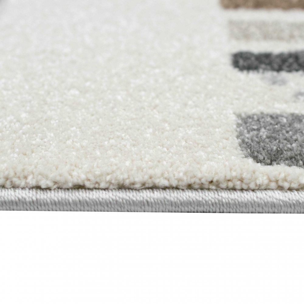 Kinderzimmer Teppich Spielteppich Regenbogen Punkte Herzchen Design in Grau Creme